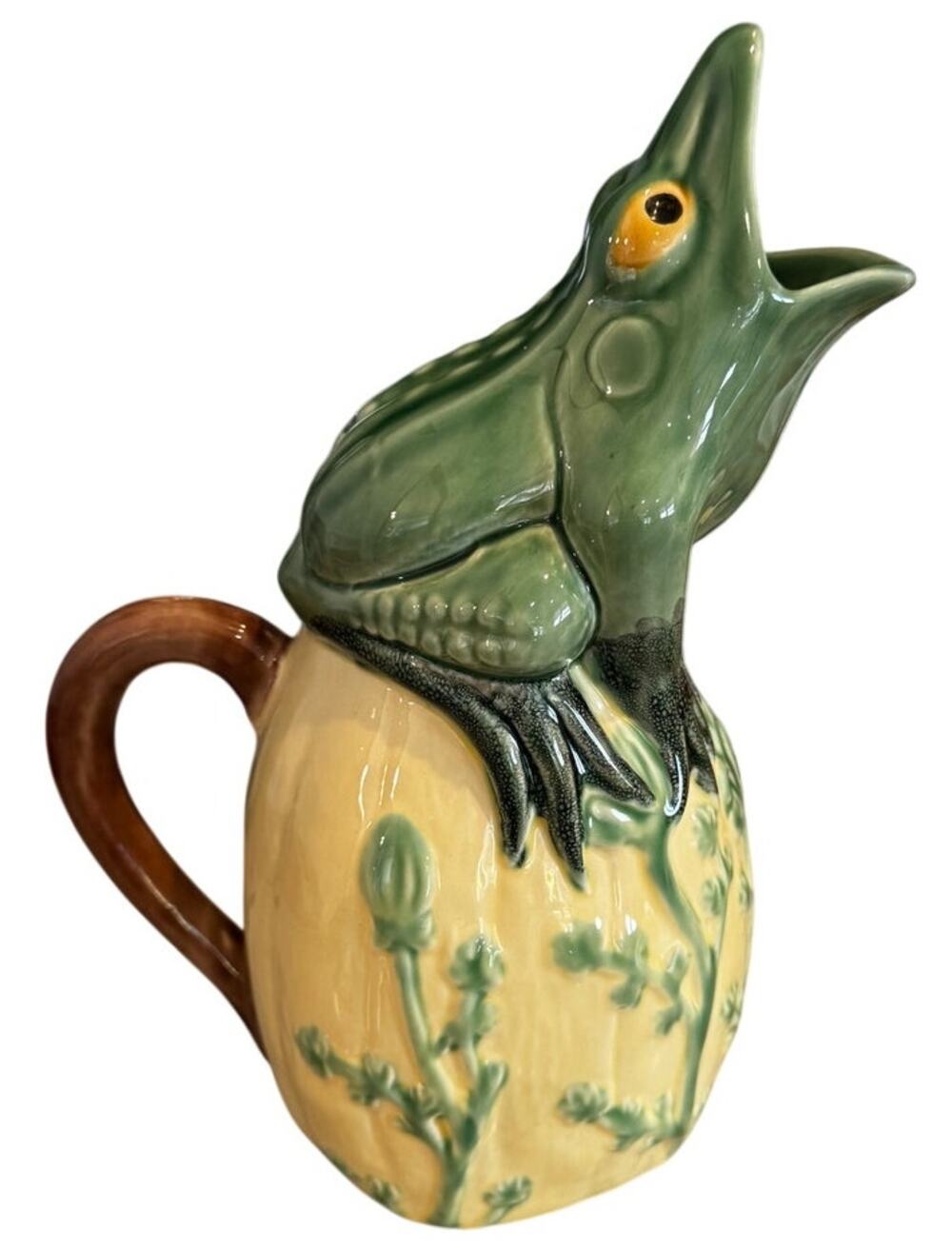 Bordallo Frog Pitcher for Sur La Table, Portuguese Majolica Ceramics